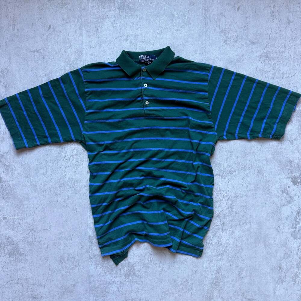 Vintage Polo By Ralph Lauren Striped Polo Size L Green